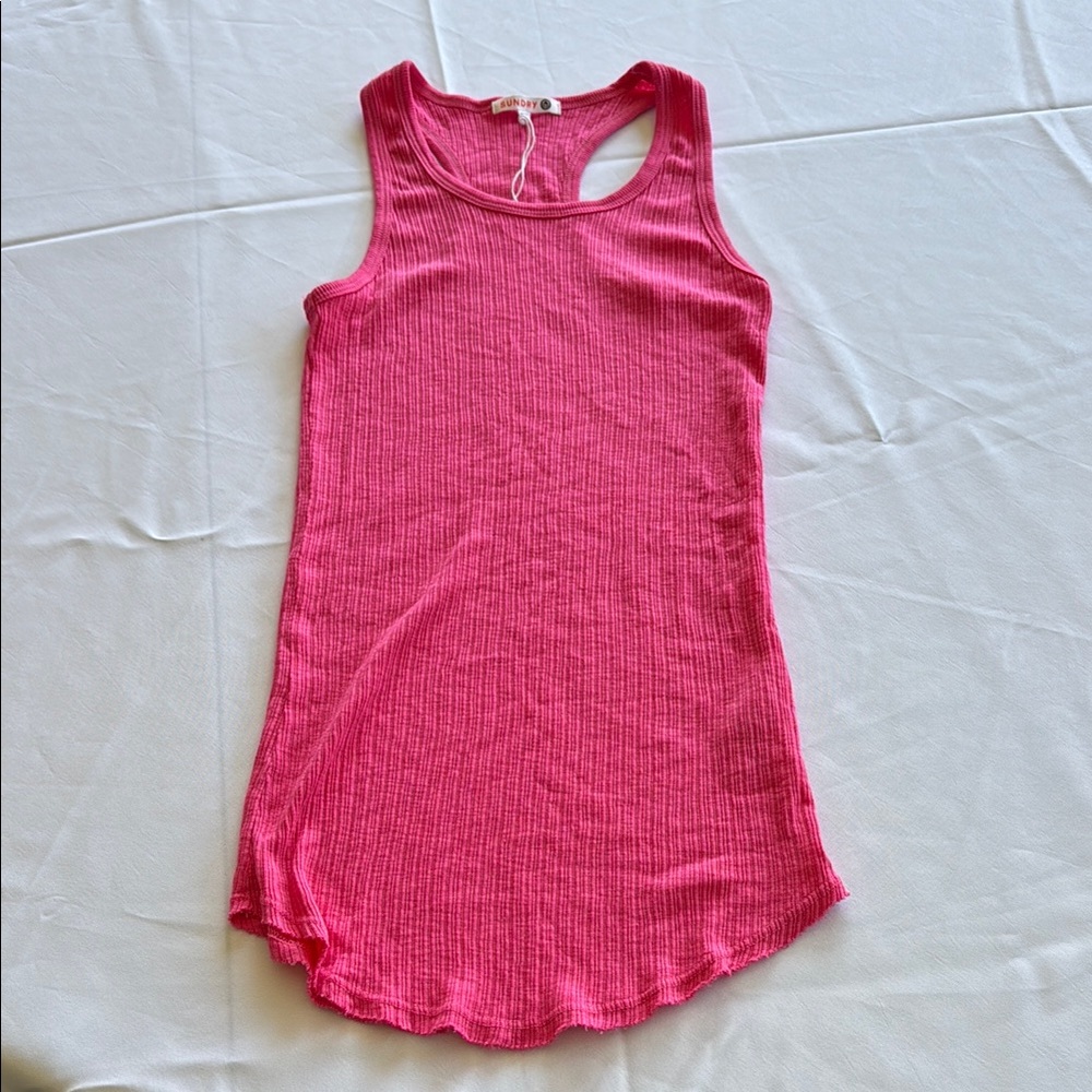 Sundry Pink Ribbed Tank Top